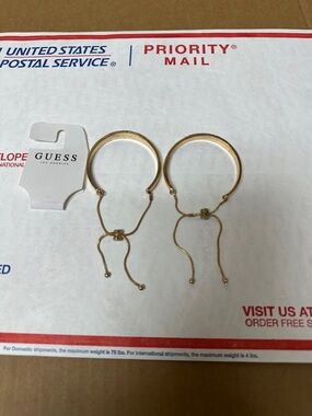 Guess Gold-Tone Adjustable Dangle Hoop Earrings